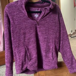 St. John's Bay Classic Quarter Zip Pink/Purple Fleece Pullover Top Size Medium